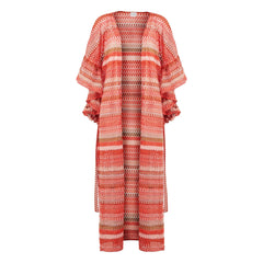 Lison Paris - Sunset Tığ İşi Kaftan | Mercan
