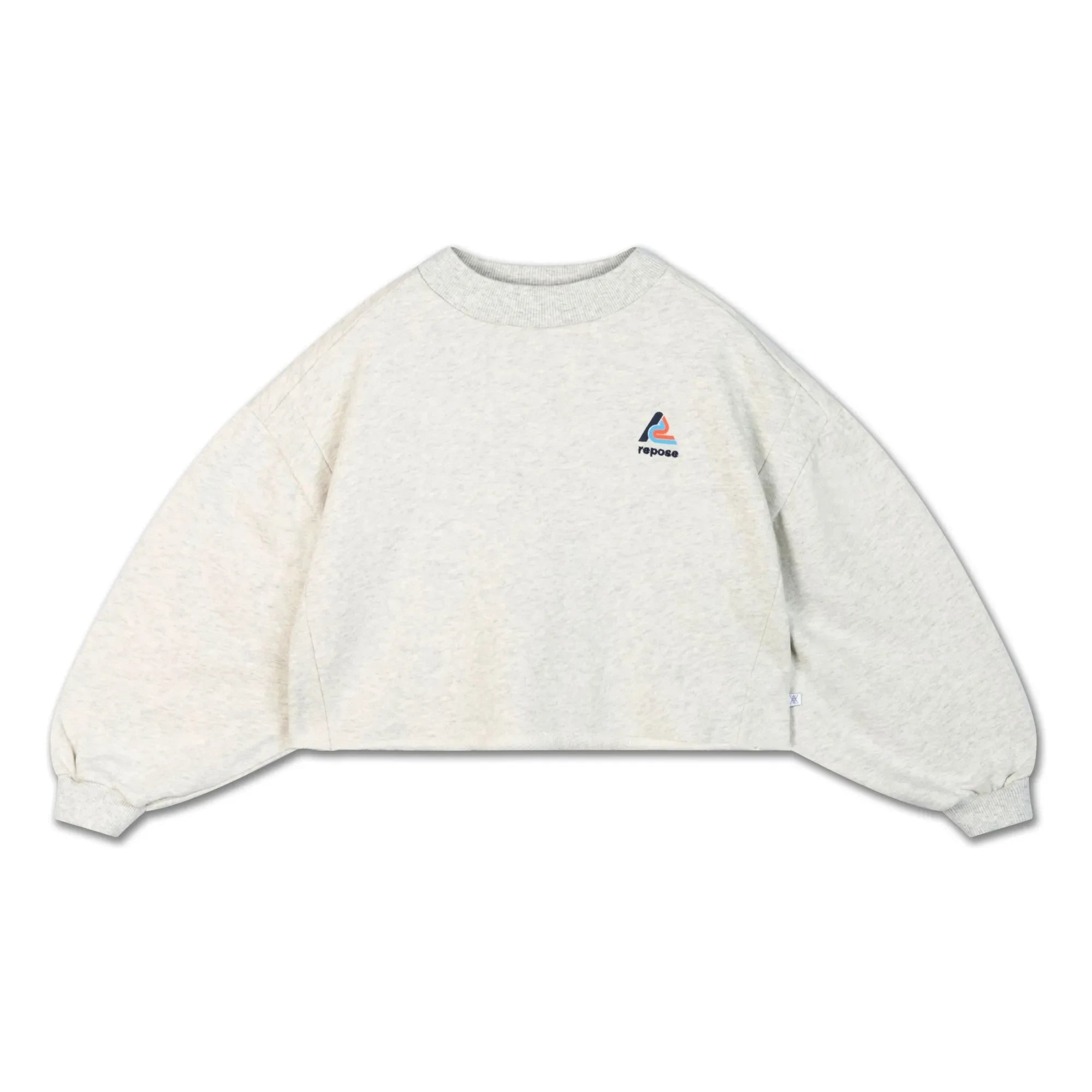 Repose AMS - Organik Pamuklu Crop Sweat | Gri Melanj