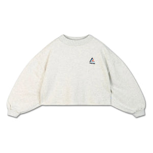 Repose AMS - Organik Pamuklu Crop Sweat | Gri Melanj