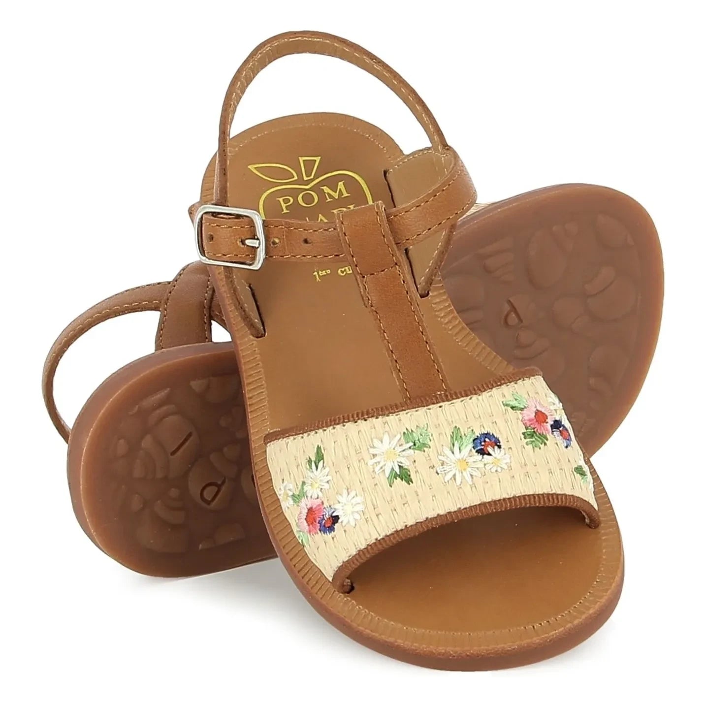 Pom d'Api - Sandaletler Plagette Raphia Brod | Krem