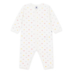 Petit Bateau - Dors Bien Cœurs Bouclette Kadife Pamuklu Pijama | Beyaz