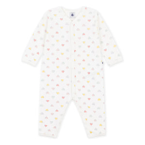 Petit Bateau - Dors Bien Cœurs Bouclette Kadife Pamuklu Pijama | Beyaz