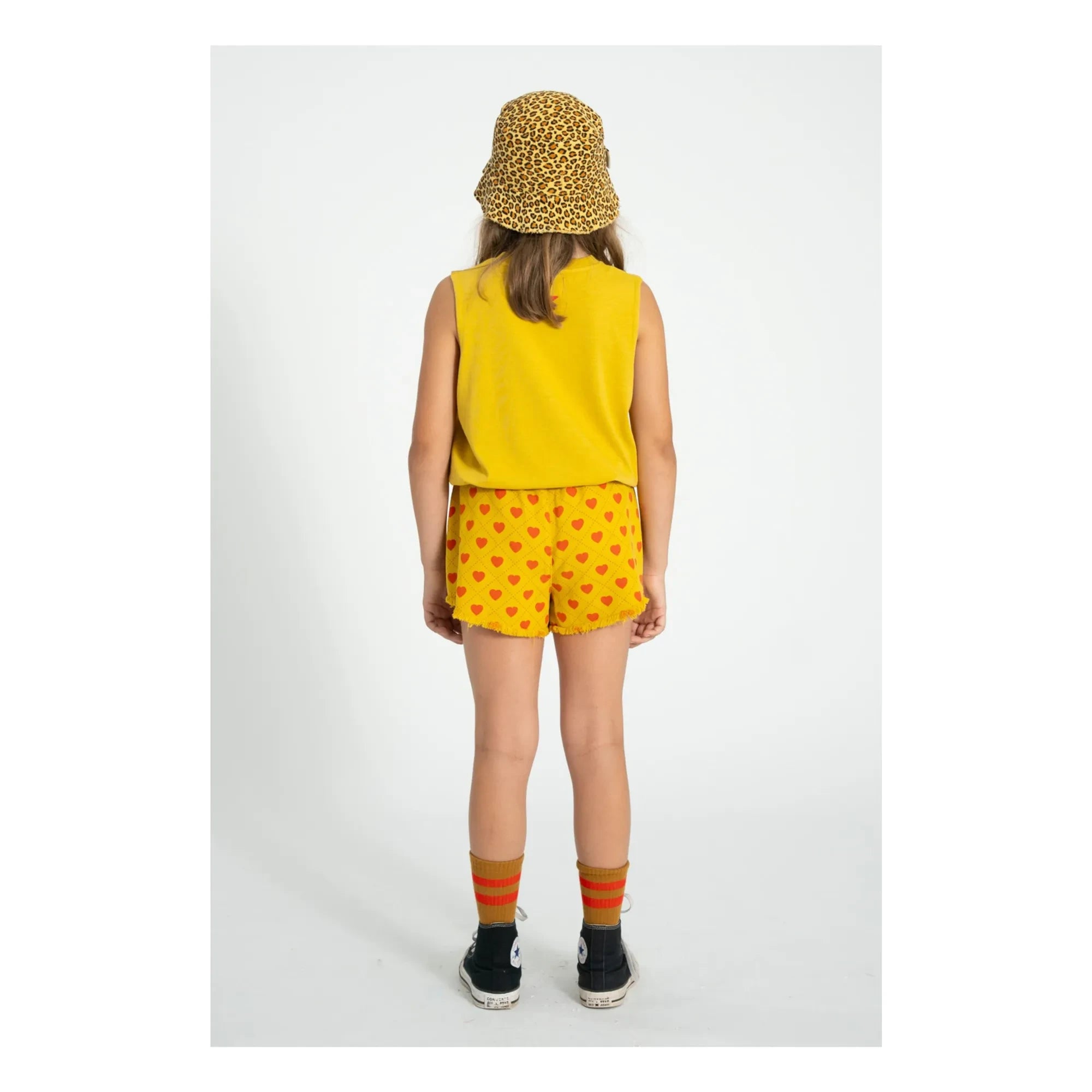 Piupiuchick - Efektli Şort Twill Hearts | Hardal