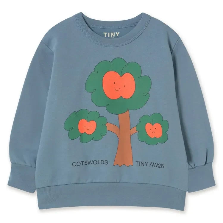 Tinycottons - Organik Pamuk Ağaç Sweatshirt | Gri mavi