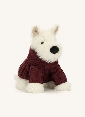 Jellycat - Munro Scottie كلب "سويتر شتوي" دمية محشوة