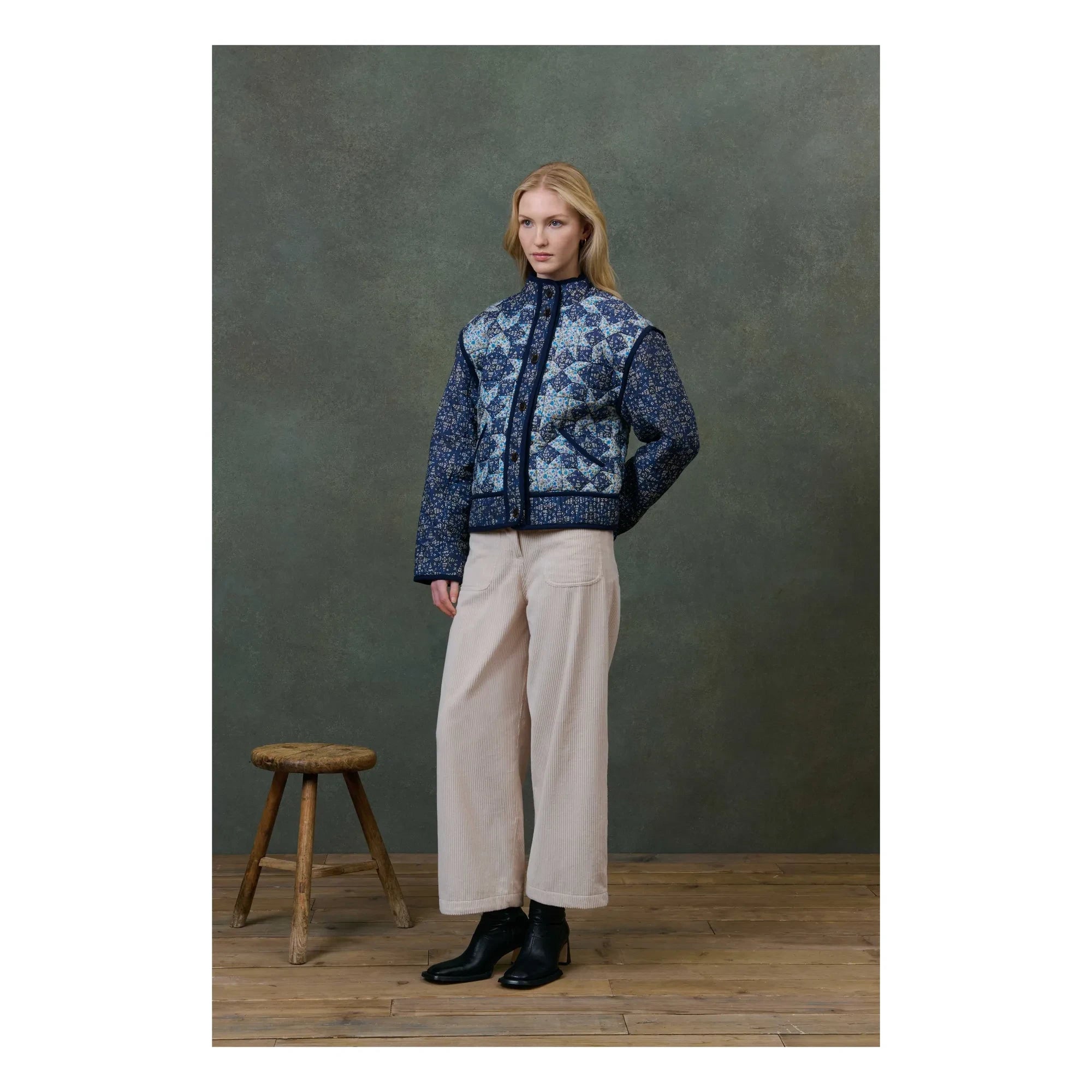 Louise Misha - Omotayo Midnight Star Patchwork Organik Pamuk Ceket - Kadın Koleksiyonu | Mavi