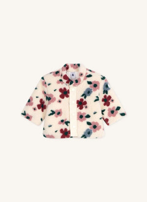 Petit Bateau - Çiçek Desenli Sherpa Bebek Montu | Ekru