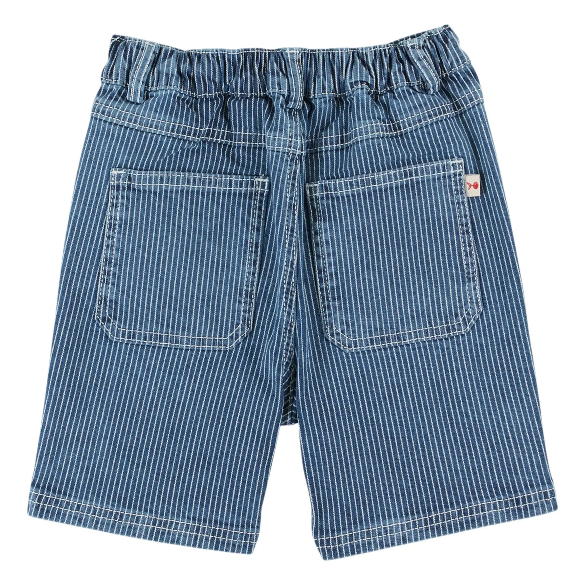 Emile et Ida - Çizgili Denim Bermuda Şort | Mavi