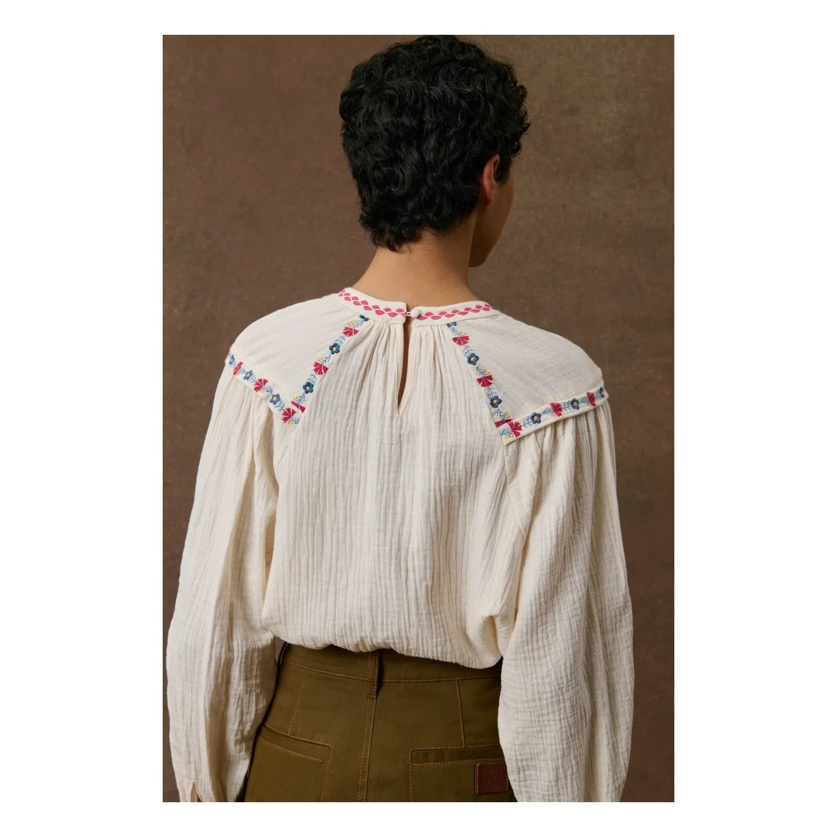 Louise Misha - Izzy Organik Pamuk Bluz | Krem