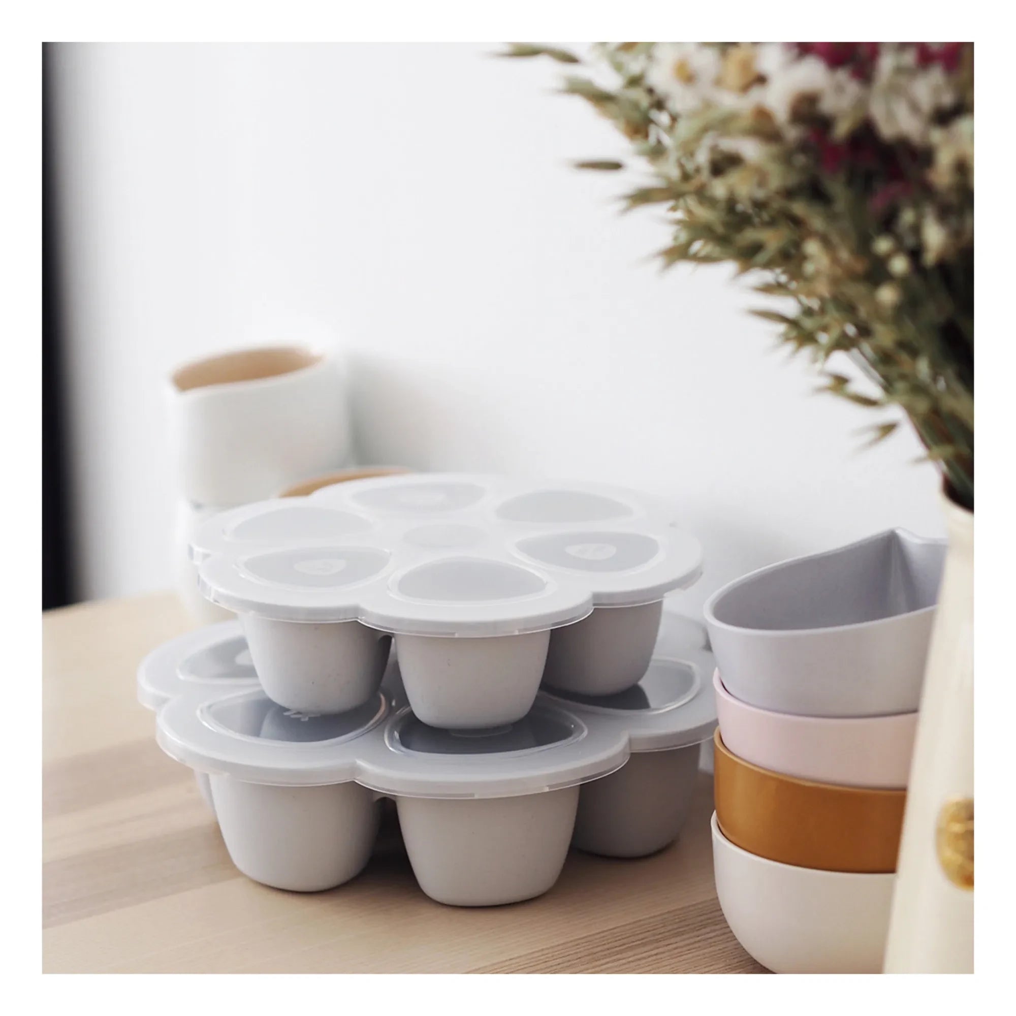 Béaba - Silikon Bebek Gıda Kalıbı - 6 x 90 ml | Açık Gri