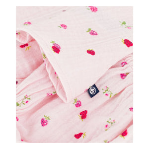 Petit Bateau - Organik pamuklu gazlı çiçekli elbise ve bloomer seti | Pembe