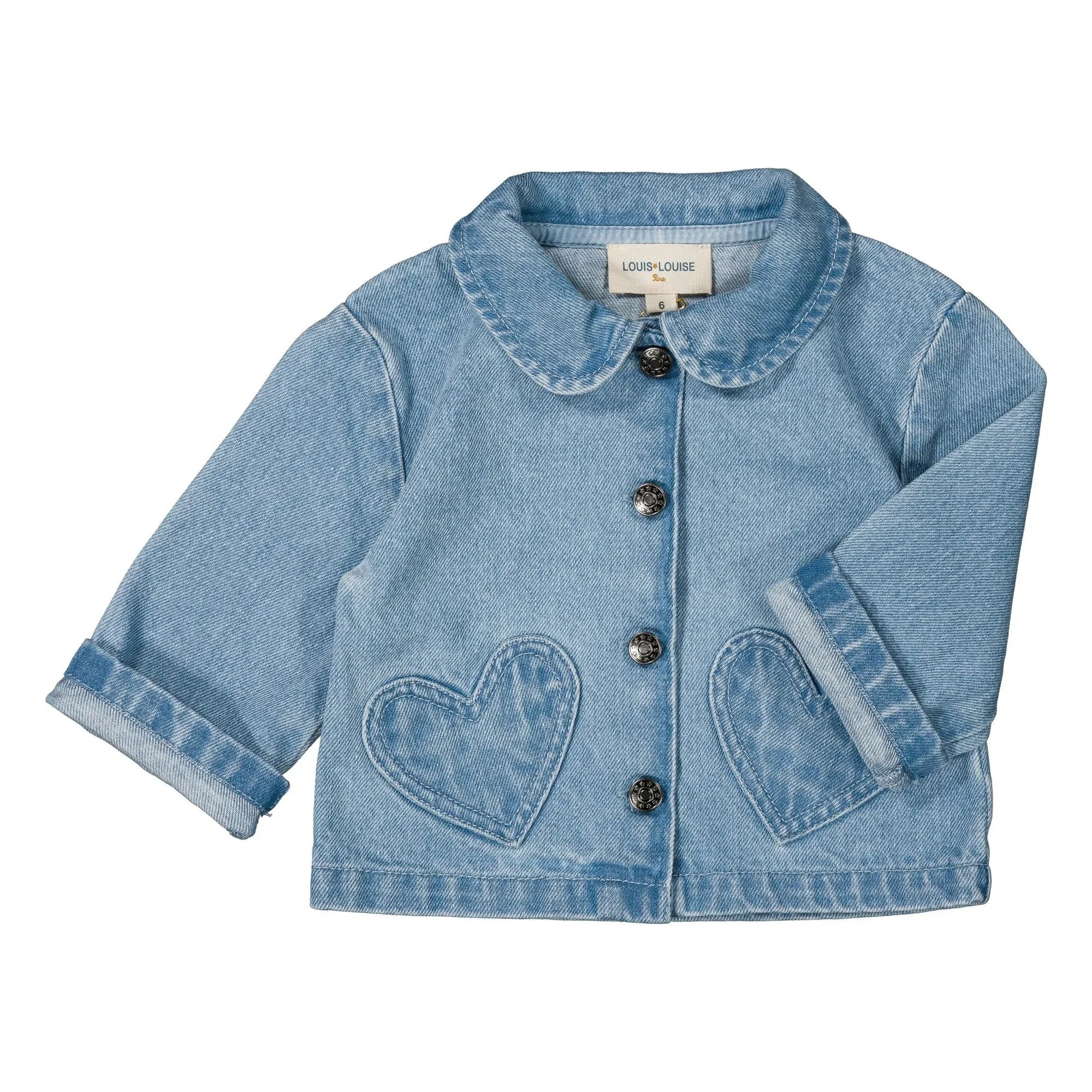 Louis Louise - Bonnie Baby Denim Kalp Cepli Ceket | Açık Mavi