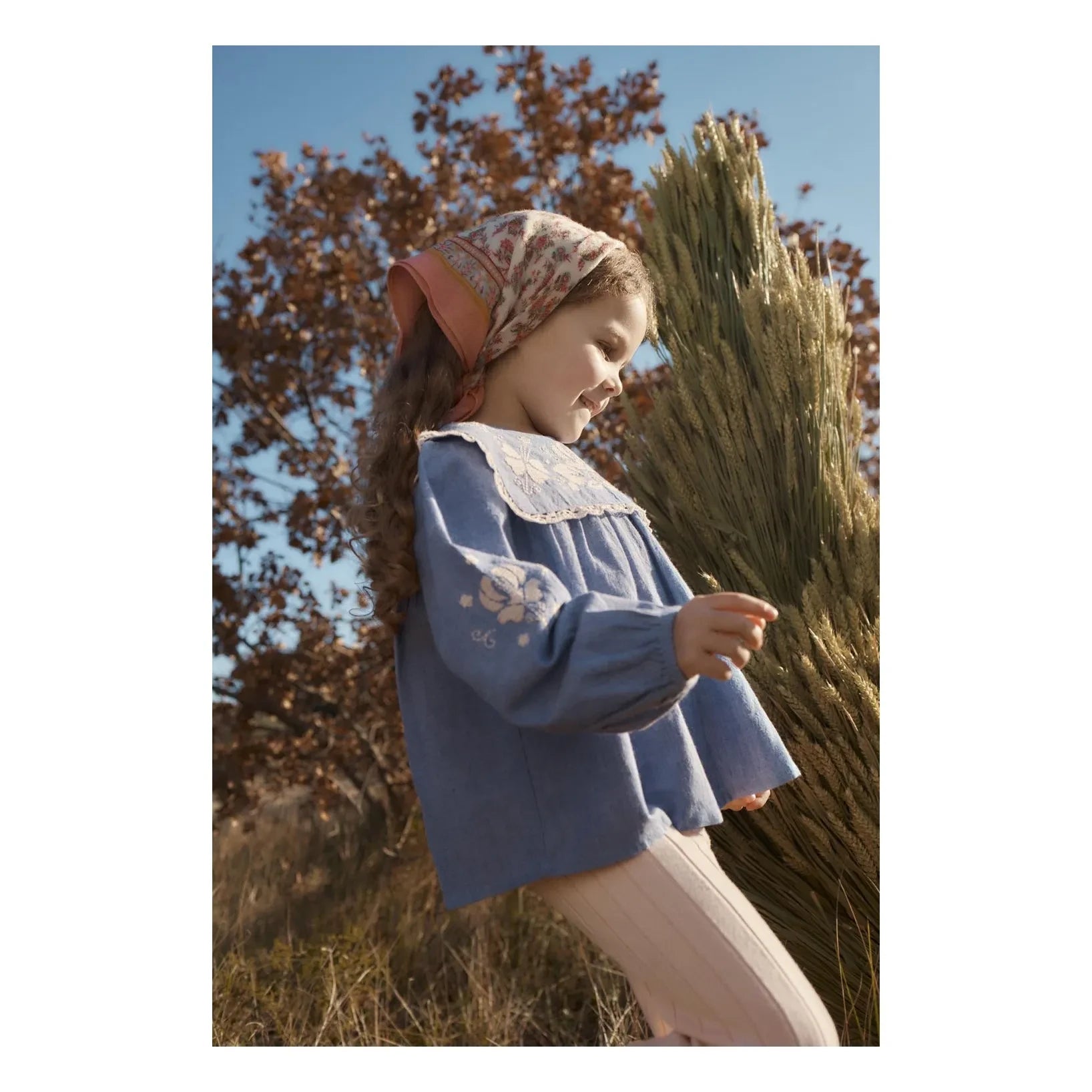 Louise Misha - Henrietta organik pamuk bluz | Mavi