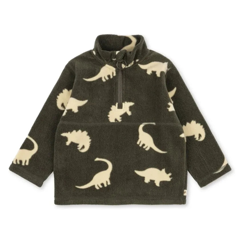Konges Sløjd - Tavi Dinosaurs Polar Sweatshirt Geri Dönüştürülmüş Elyaf | Haki