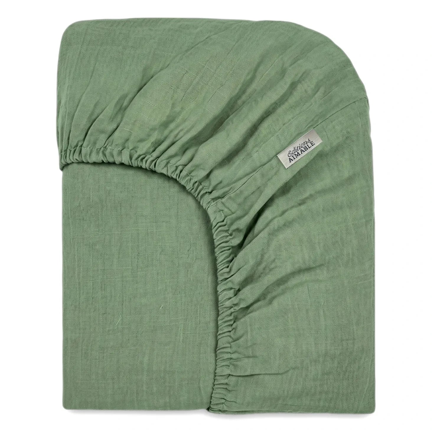 Editions Aimable - Doris lastikli çarşaf | Moss Green Gazlı