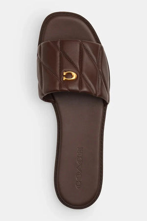 Coach Holly Quilted Leather Sandal kadın deri düz taban terlik