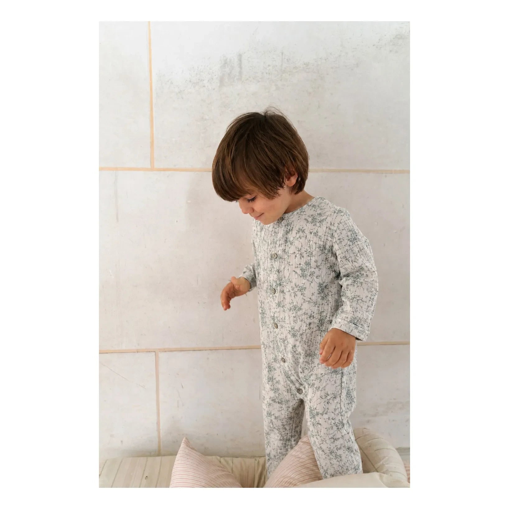 Risu Risu - Cosi Organik Pamuk Gazlı Floral Pijama | Mavi