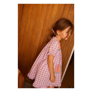 Hello Simone - Louisette Kareli elbise | Pembe