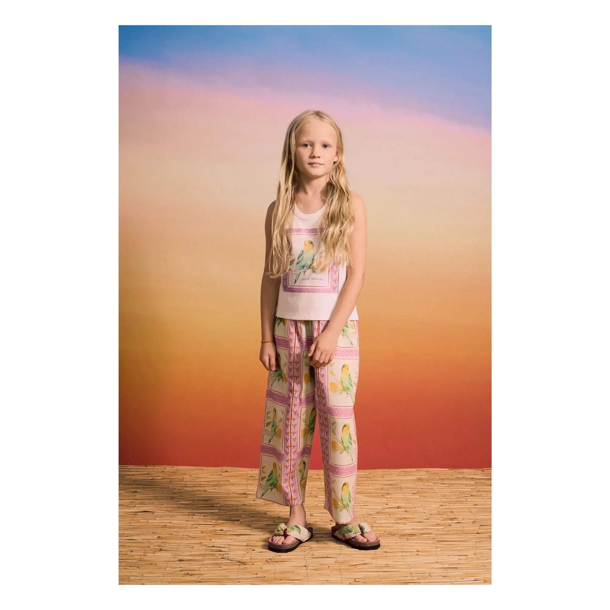 Maison Mangostan - Birds Patchwork Pantolon | Pembe