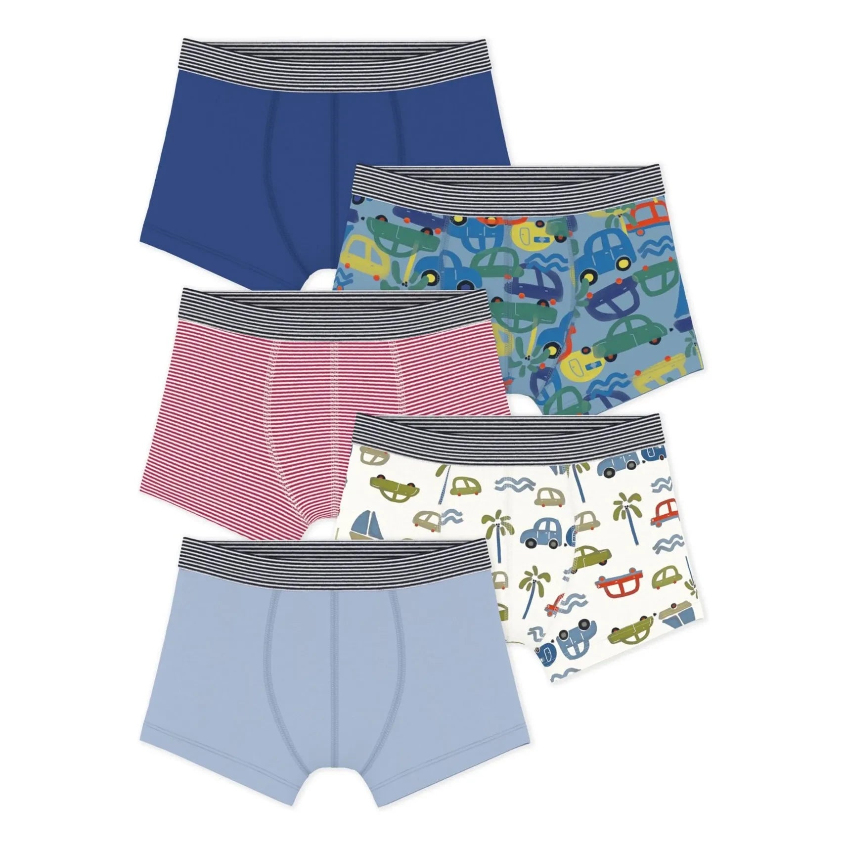 Petit Bateau - Lot 5 Boxer Cars | Mavi