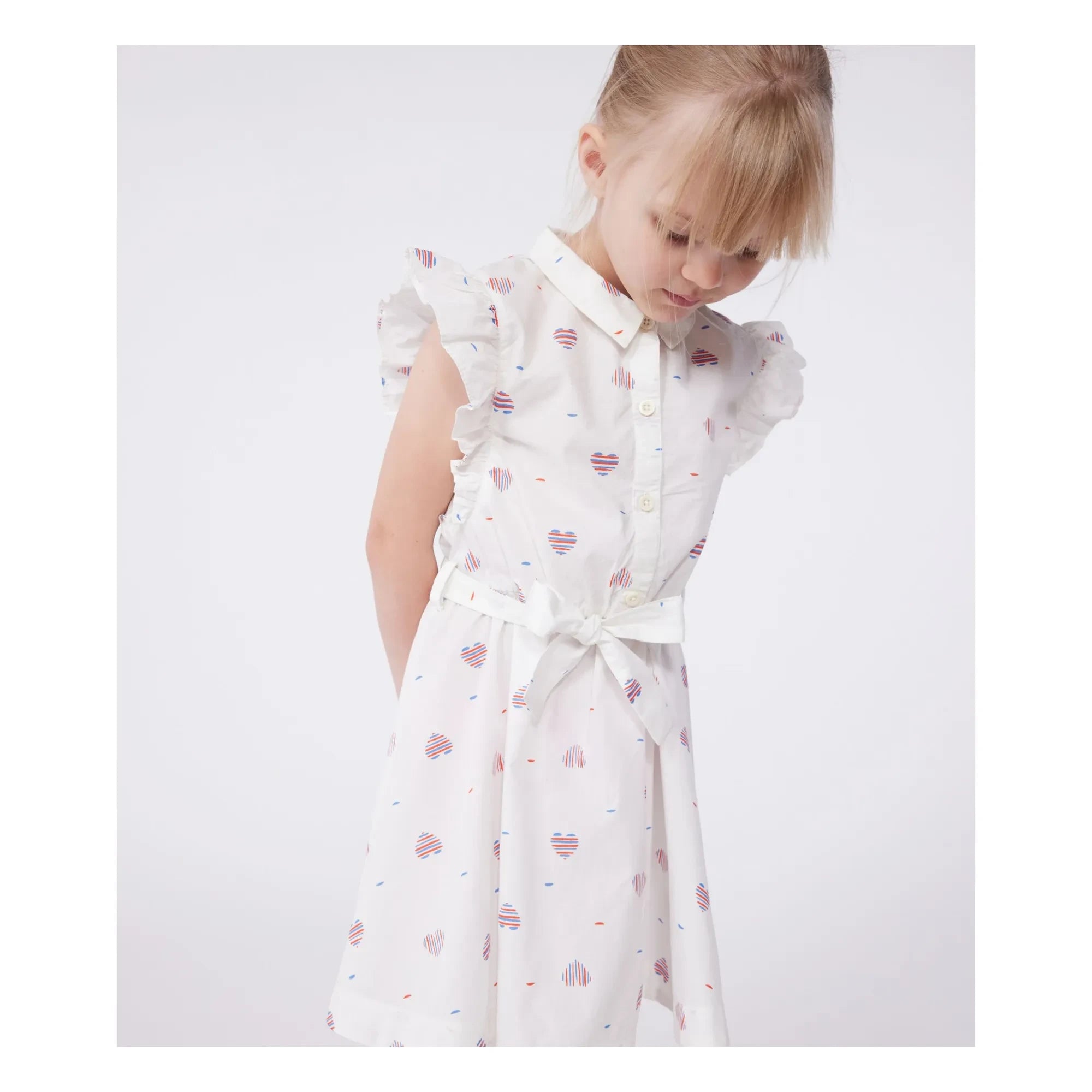 Petit Bateau - Bory Organik Pamuk Poplin Elbise | Krem