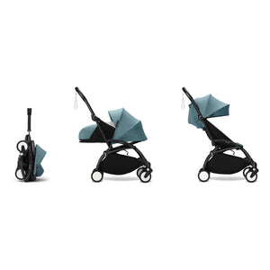 Stokke® - YOYO³ tam bebek arabası 0+ ve 6+ Siyah çerçeve | Aqua