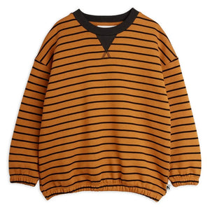 Mini Rodini - Organik pamuklu çizgili sweatshirt | Kahverengi