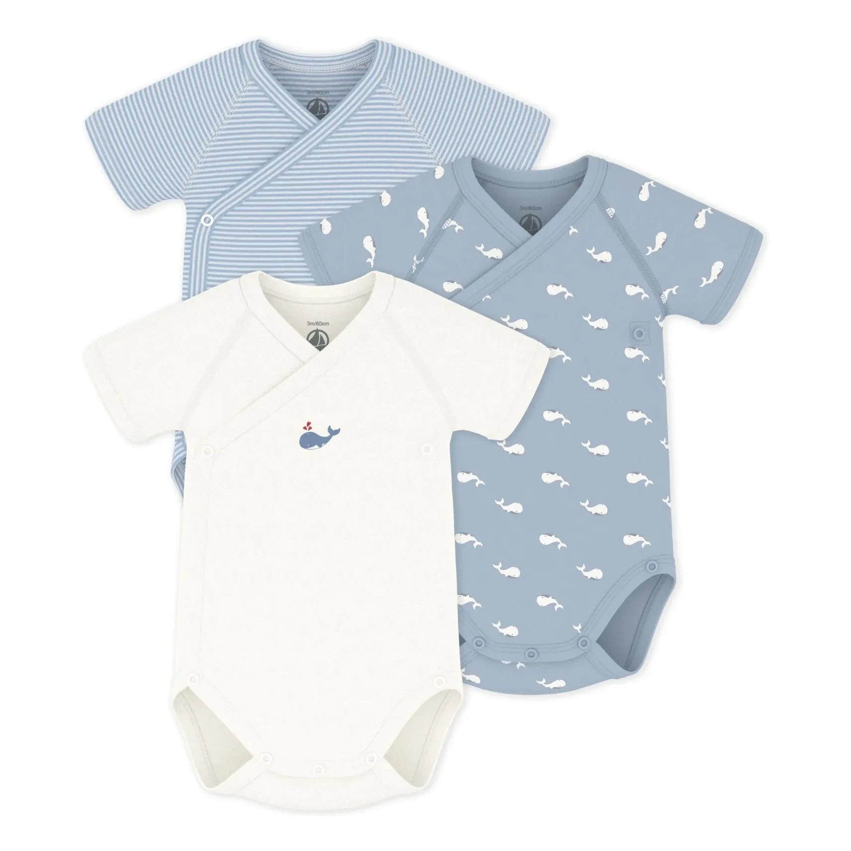 Petit Bateau - 3’lü Balina Çapraz Çantalar Organik Pamuk | Mavi
