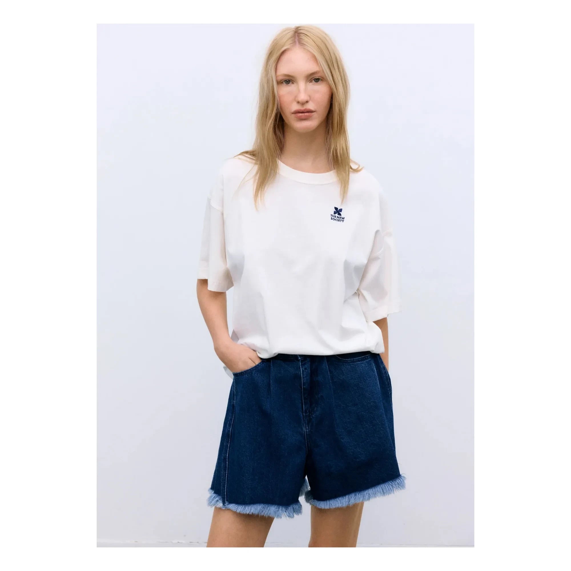 the new society - Kotton Şort | Denim mavisi