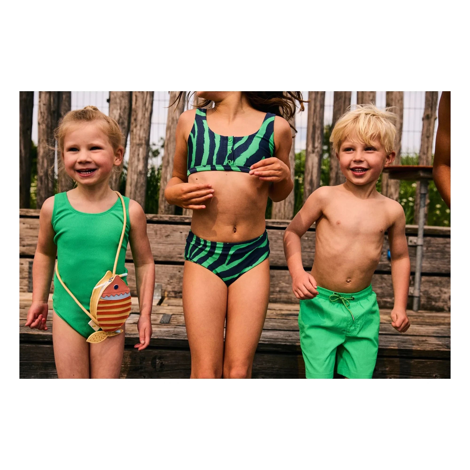 Beachlife - Zebra Düğmeli Mayo Geri Dönüştürülmüş Lifler | Yeşil