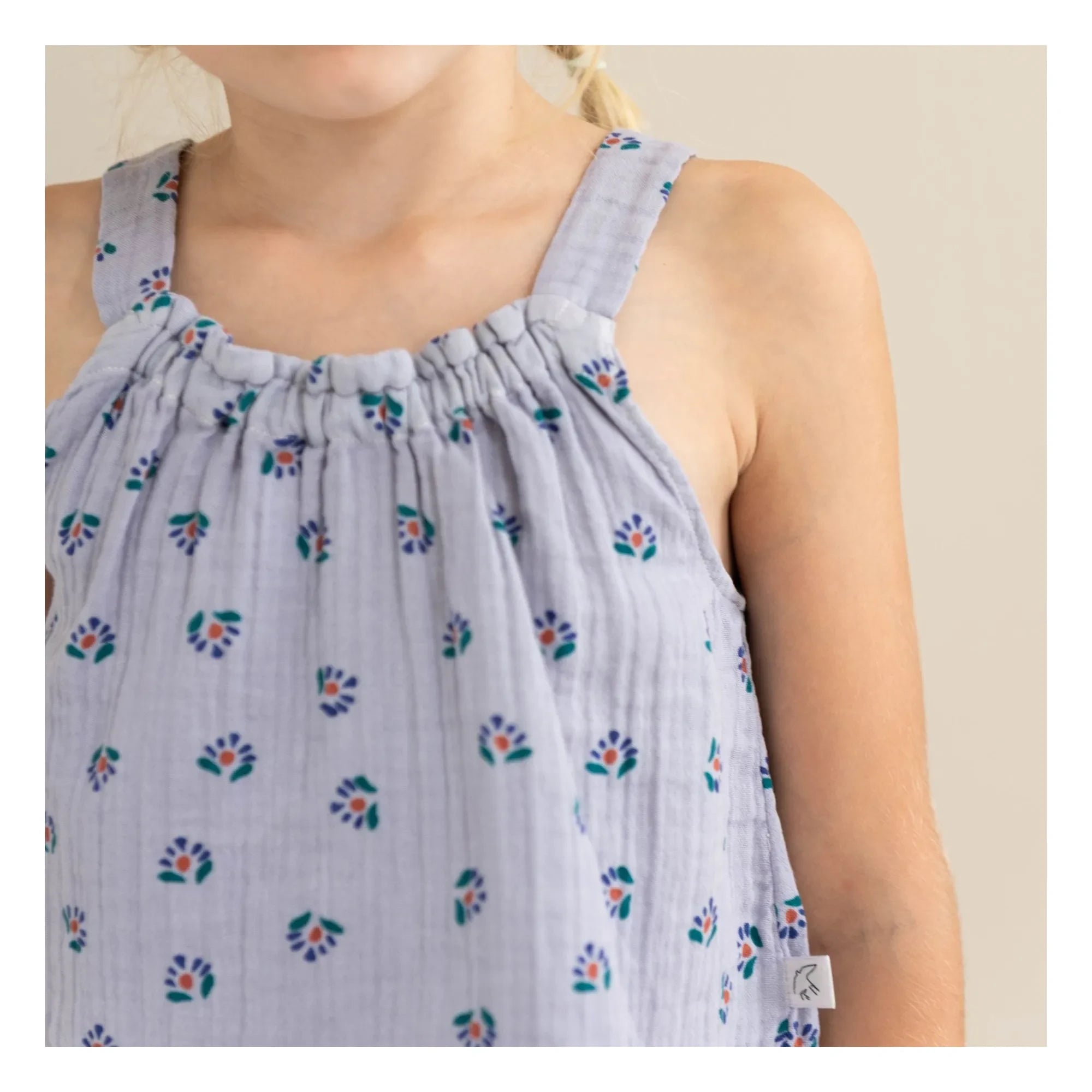 Jenest - Maddy Çiçek Desenli Organik Pamuk Crop Top | Lavanta