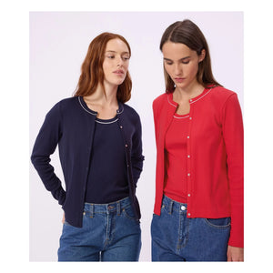 Petit Bateau - Düz fitilli hırka | Lacivert