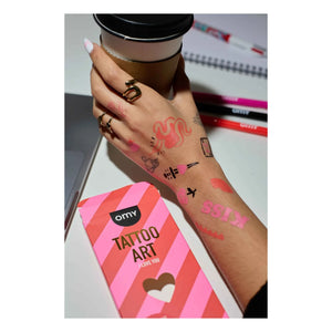 Omy - I Love You Geçici Dövmeler için Keçeli Kalemler ve Şablonlar | Pembe