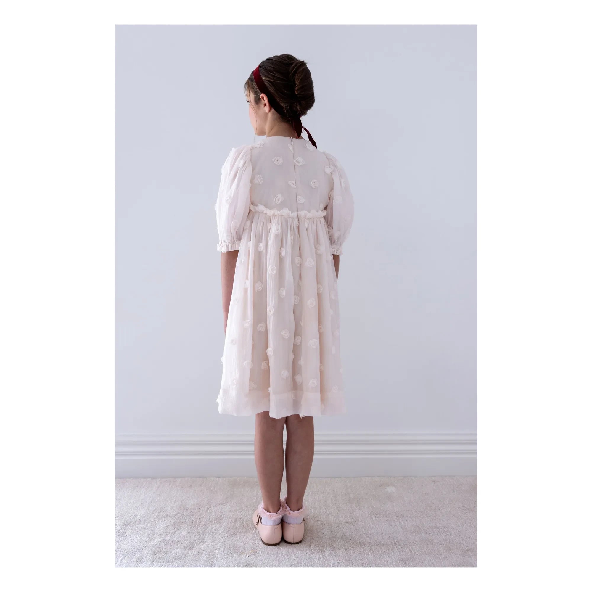 petite Amalie - Roses Organze Elbise | Lychee Pembe