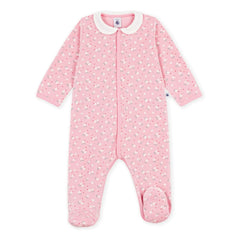 Petit Bateau - Çiçekli Kadife Pamuklu Organik Uzun Pijama | Pembe