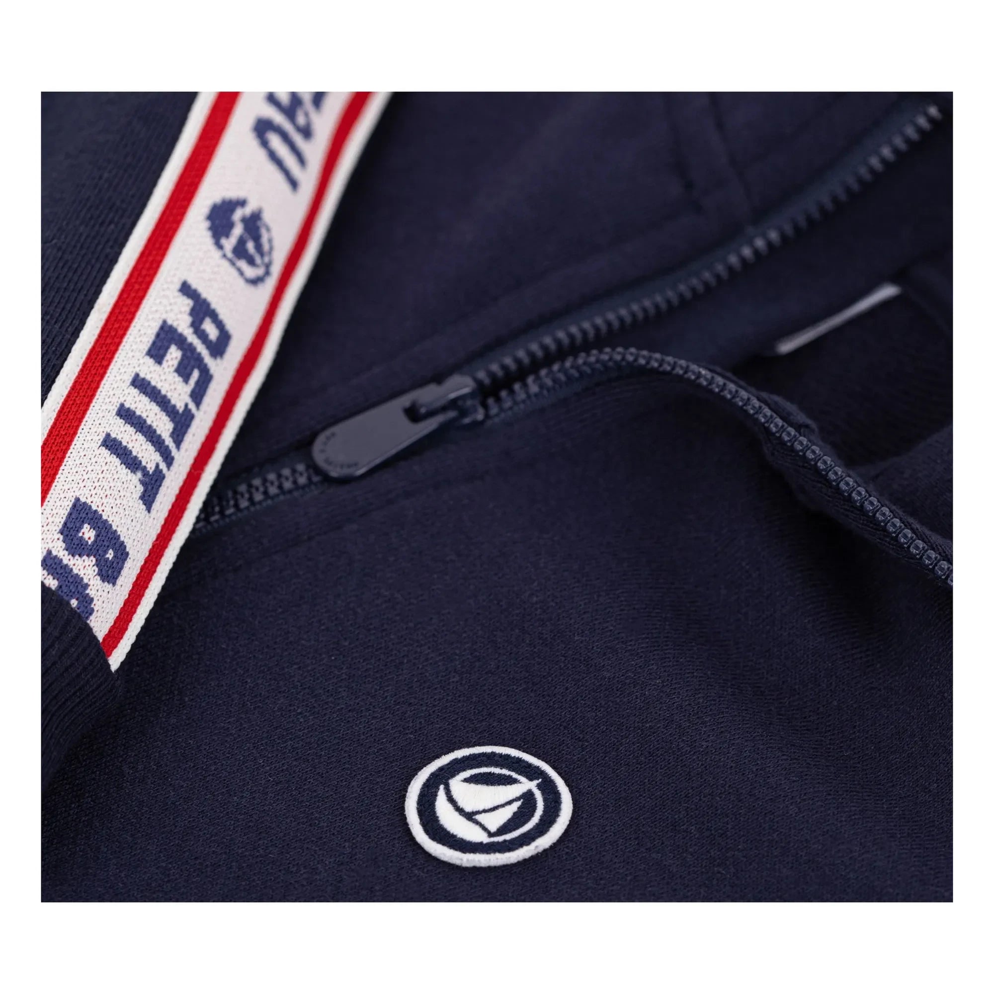 Petit Bateau - Kontrast Çizgili Fermuarlı Sweatshirt | Gece mavisi