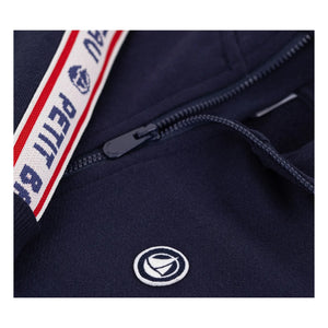 Petit Bateau - Kontrast Çizgili Fermuarlı Sweatshirt | Gece mavisi