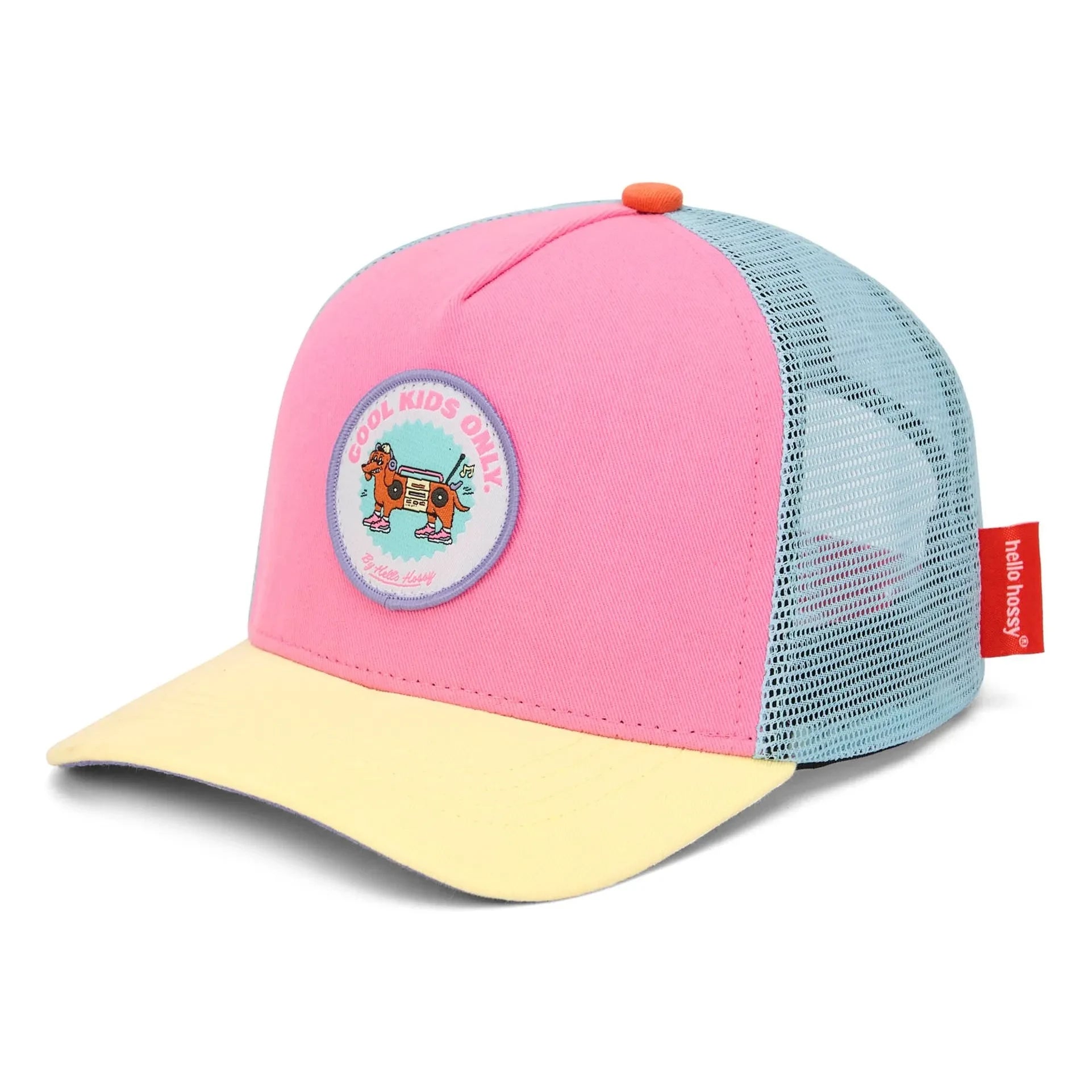 Hello Hossy - Stereo Dog Kıvrık Vizörlü Trucker Şapka Organik Pamuk | Pembe