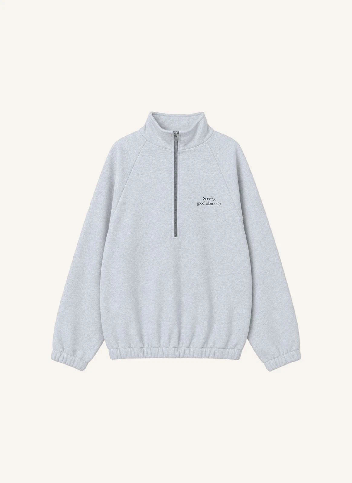 Cos I Said So - "Good Vibes Only" Organik Pamuk Fermuarlı Sweatshirt | Gri melanj