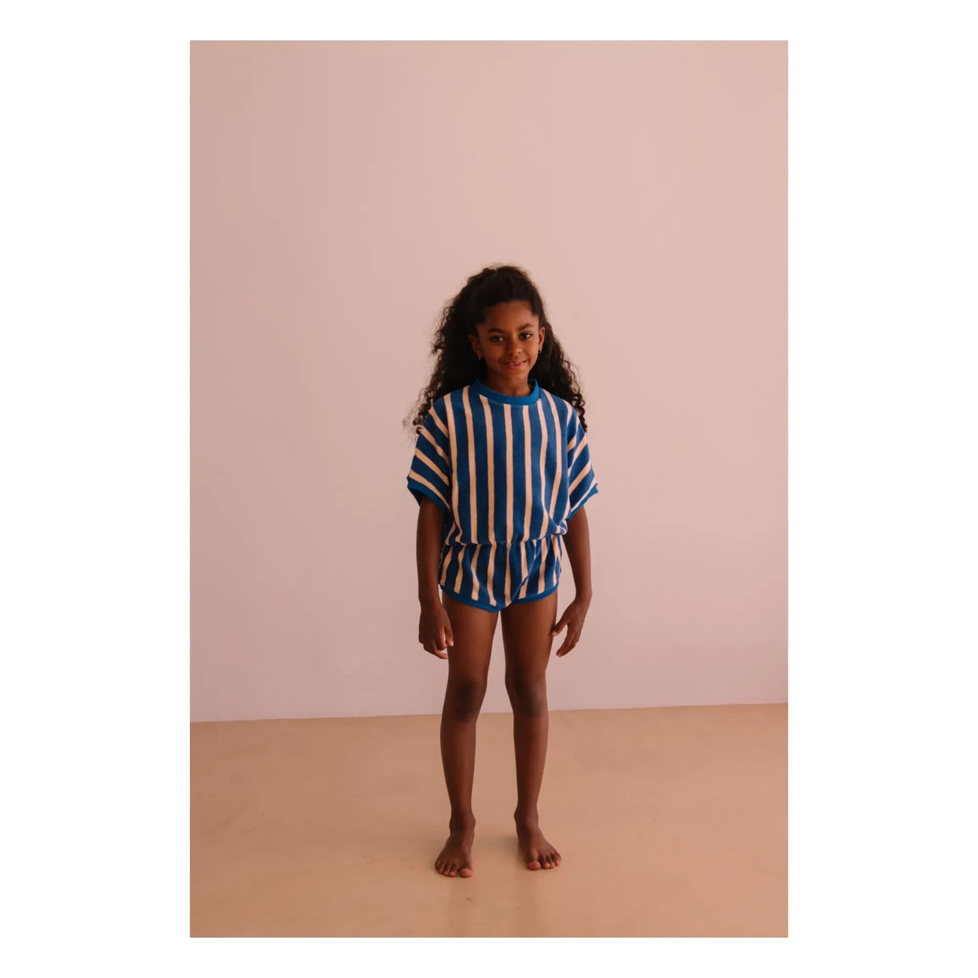 We Are Kids - Romy çizgili organik pamuklu havlu tulum | Mavi