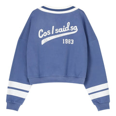 Cos I Said So - Organik pamuklu V yaka çizgili sweatshirt | Mavi
