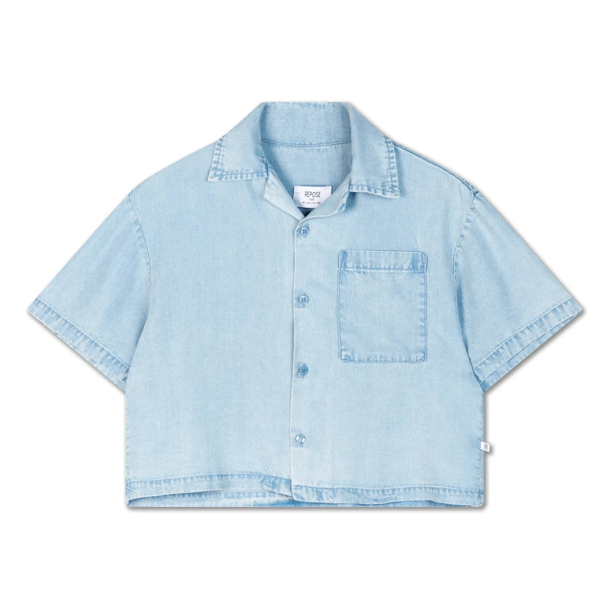 Repose AMS - Crop Tencel Gömlek | Açık Denim
