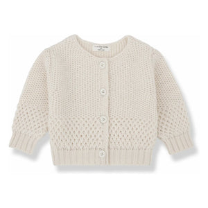 1+ in the family - Malene Mini Merinos Yünü Hırka | Ecru