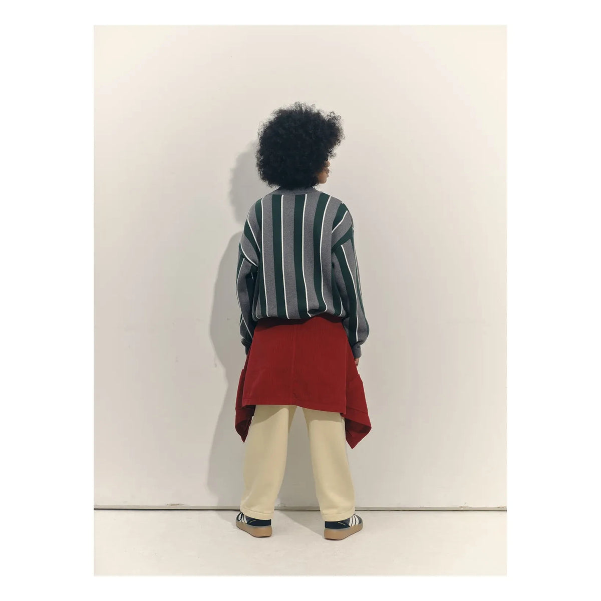 Main Story - Organik Pamuklu Çizgili Logo Sweatshirt | Gri