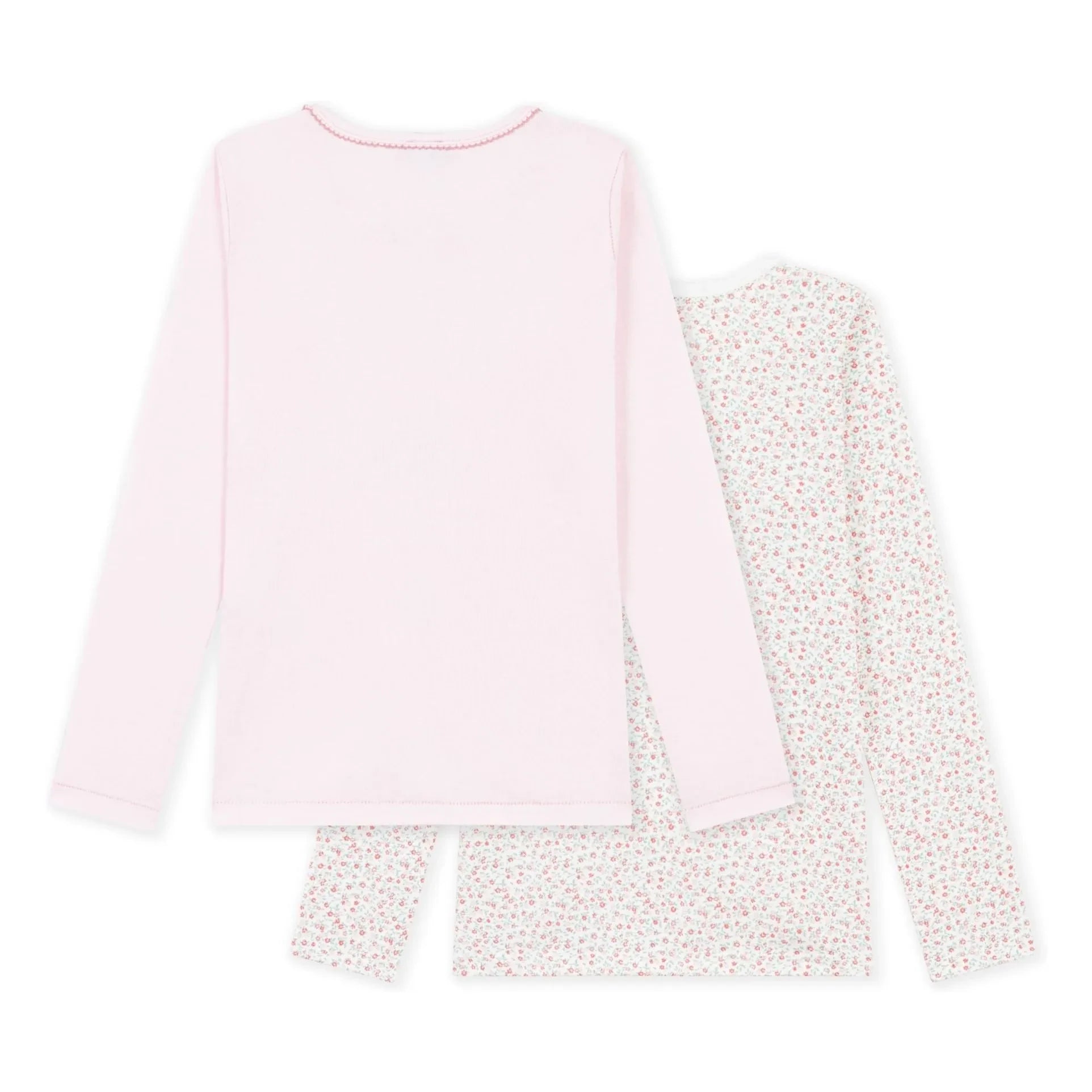 Petit Bateau - 2'li Çiçek Desenli Organik Pamuk Tişört Seti | Pembe