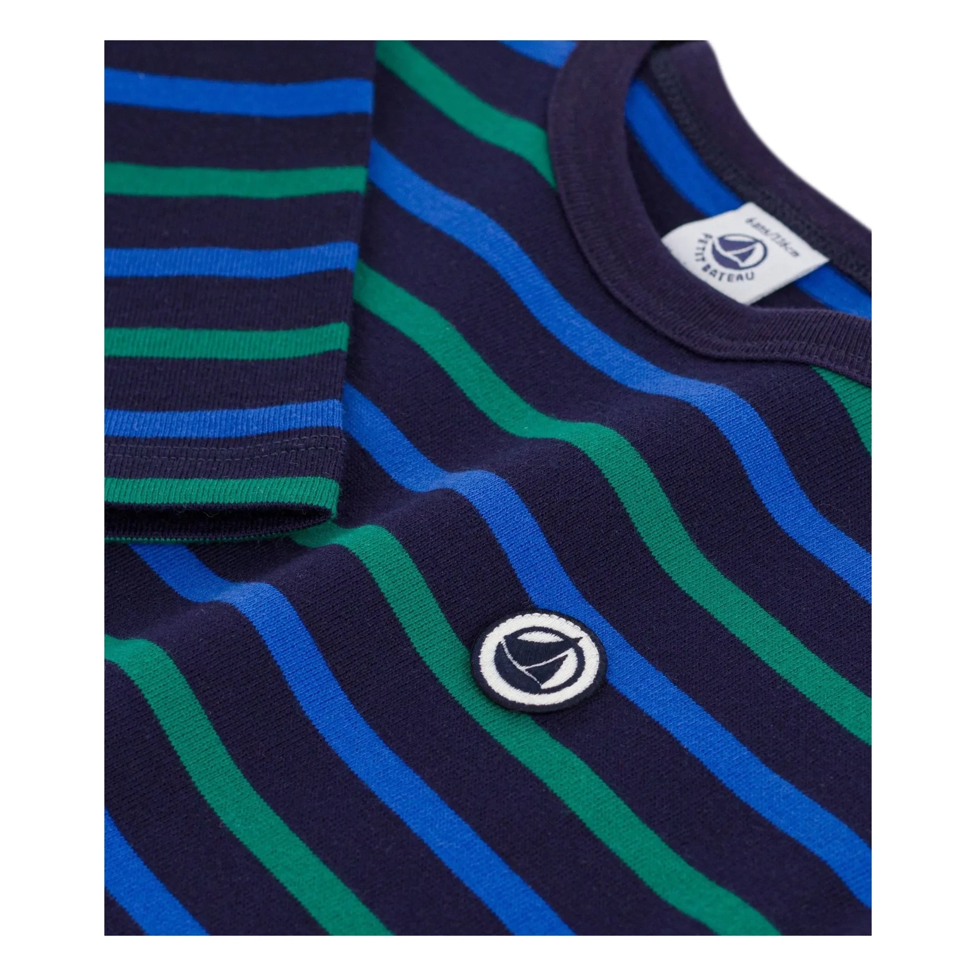 Petit Bateau - Badge'li Marinière Tişört | Mavi