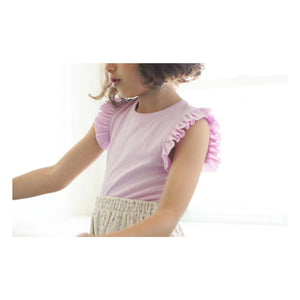 Soor Ploom - Pointelle Fırfırlı organik pamuklu T-shirt | Pembe