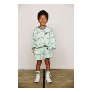 Mini Rodini - Coron Organik Kareli Sweatshirt | Yeşil