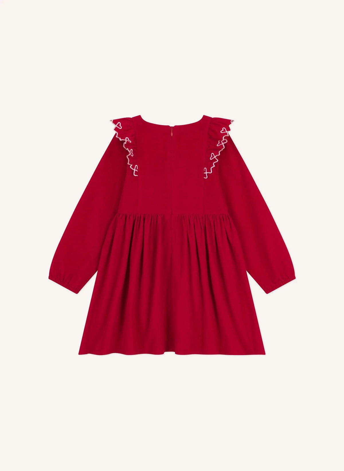 Petit Bateau - Organik pamuklu fırfırlı elbise | Kırmızı