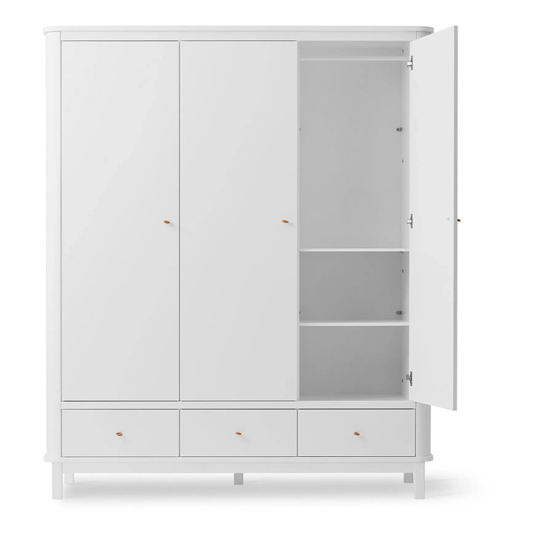 Oliver Furniture - 3 Kapılı Huş Gardırop 204 x 168 cm | Beyaz